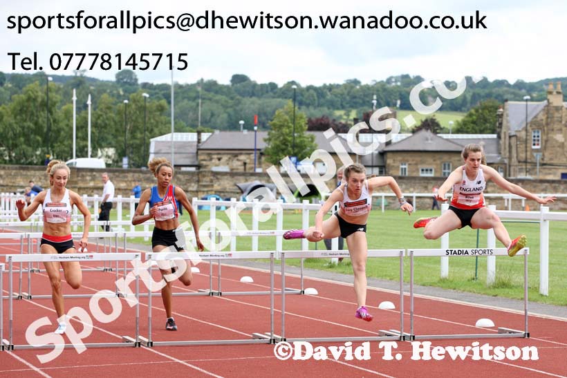 Womens under-20s 100 metres hurdles, EAP International Combined Events, Hexham Northumberland. Photo: David T. Hewitson/Sports for All Pics
